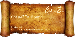 Csipán Endre névjegykártya